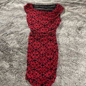 Geometric Ruched Bodycon Cocktail Dress with String Back Detail